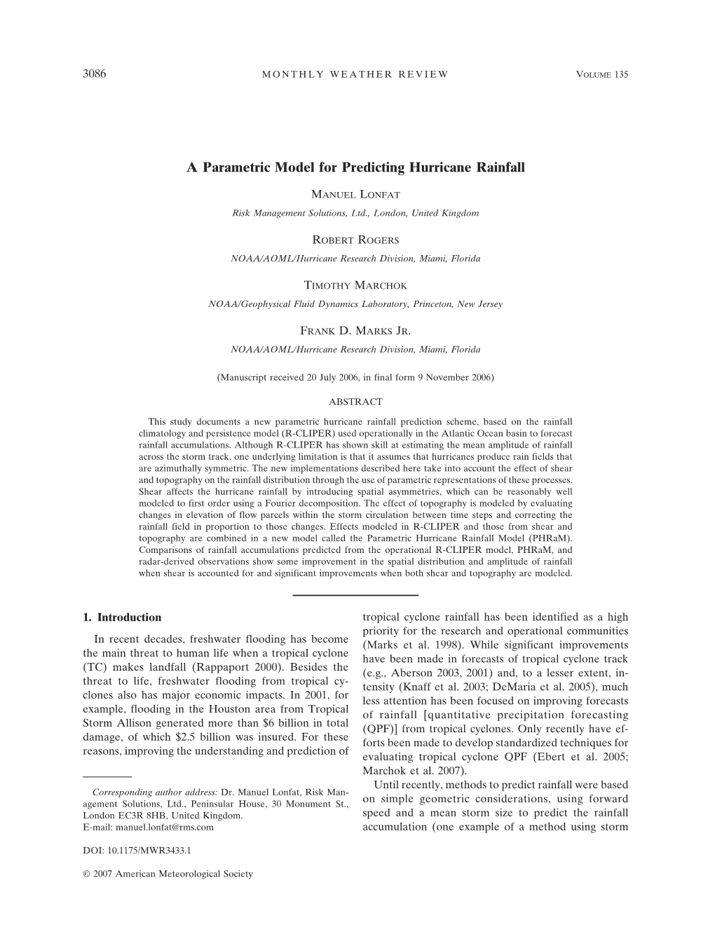 A Parametric Model for Predicting Hurricane Rainfall