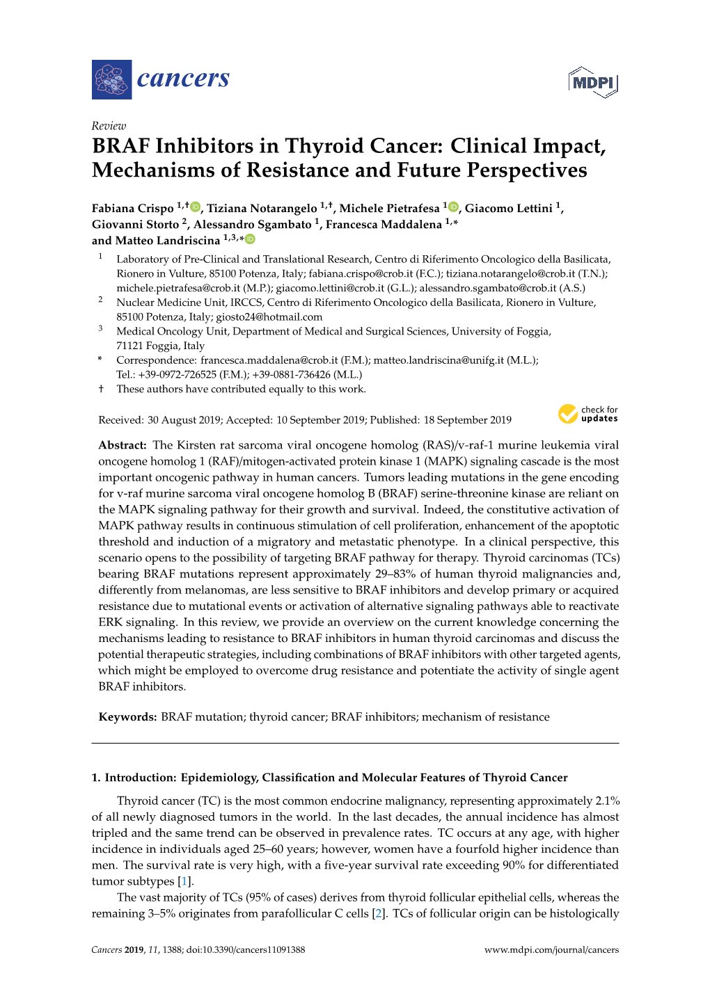 BRAF Inhibitors in Thyroid Cancer: Clinical Impact, Mechanisms of Resistance and Future Perspectives