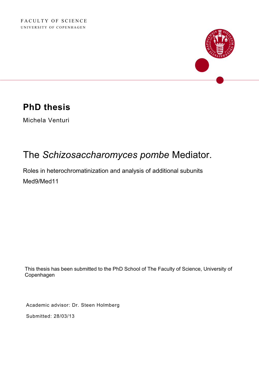 The Schizosaccharomyces Pombe Mediator