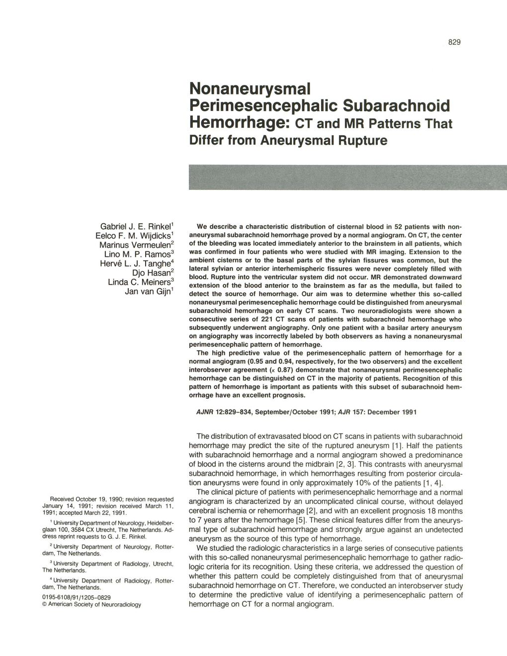 CT and MR Patterns That Differ from Aneurysmal Rupture