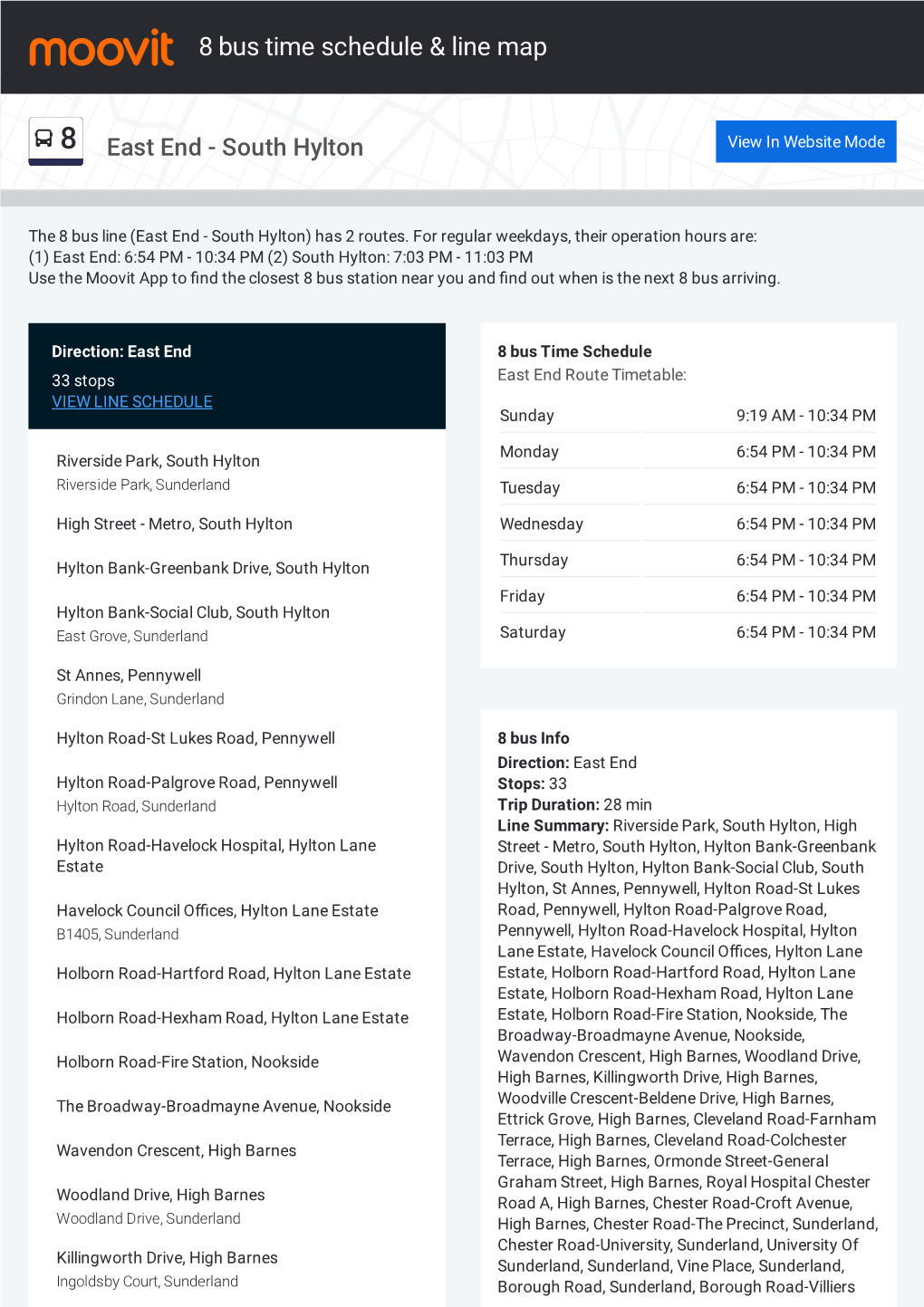 8 Bus Time Schedule & Line Route