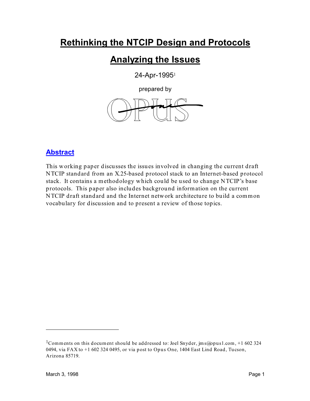 Rethinking the NTCIP Design and Protocols Analyzing the Issues