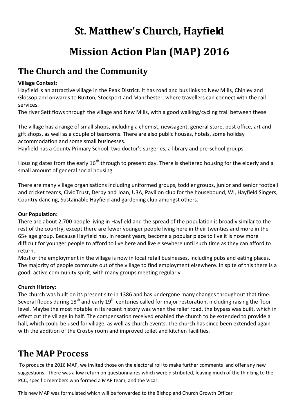 Chinley and Buxworth Mission Action Plan