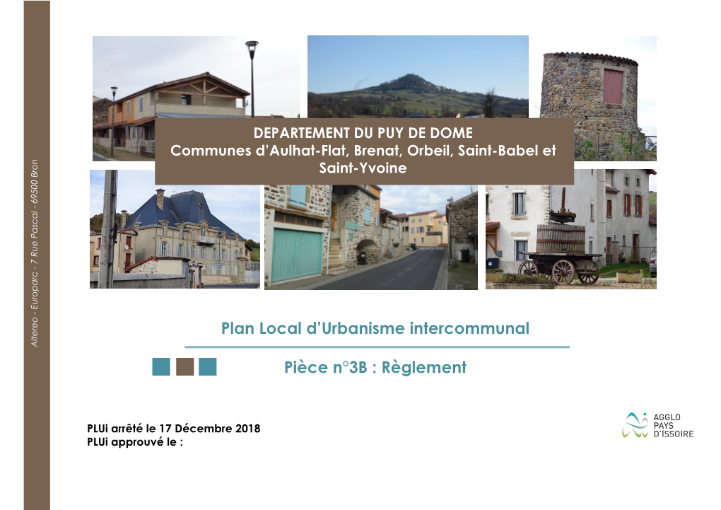 Plan Local D'urbanisme Intercommunal Pièce N°3B : Règlement