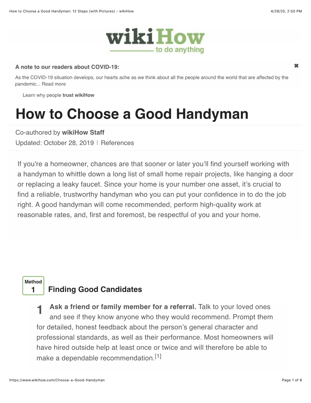 How to Choose a Good Handyman: 12 Steps (With Pictures) - Wikihow 4/28/20, 2:50 PM