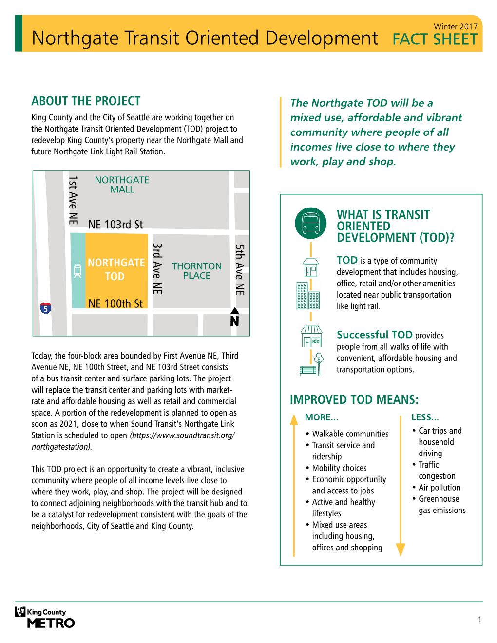 Northgate Transit Oriented Development FACT SHEET