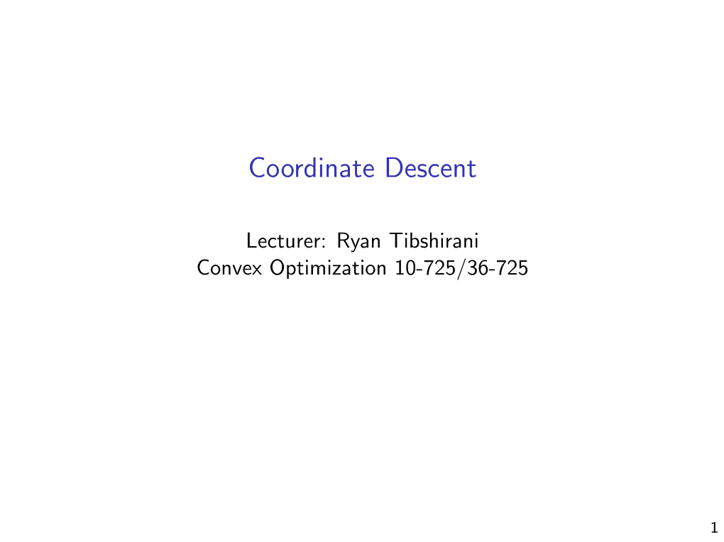 Coordinate Descent