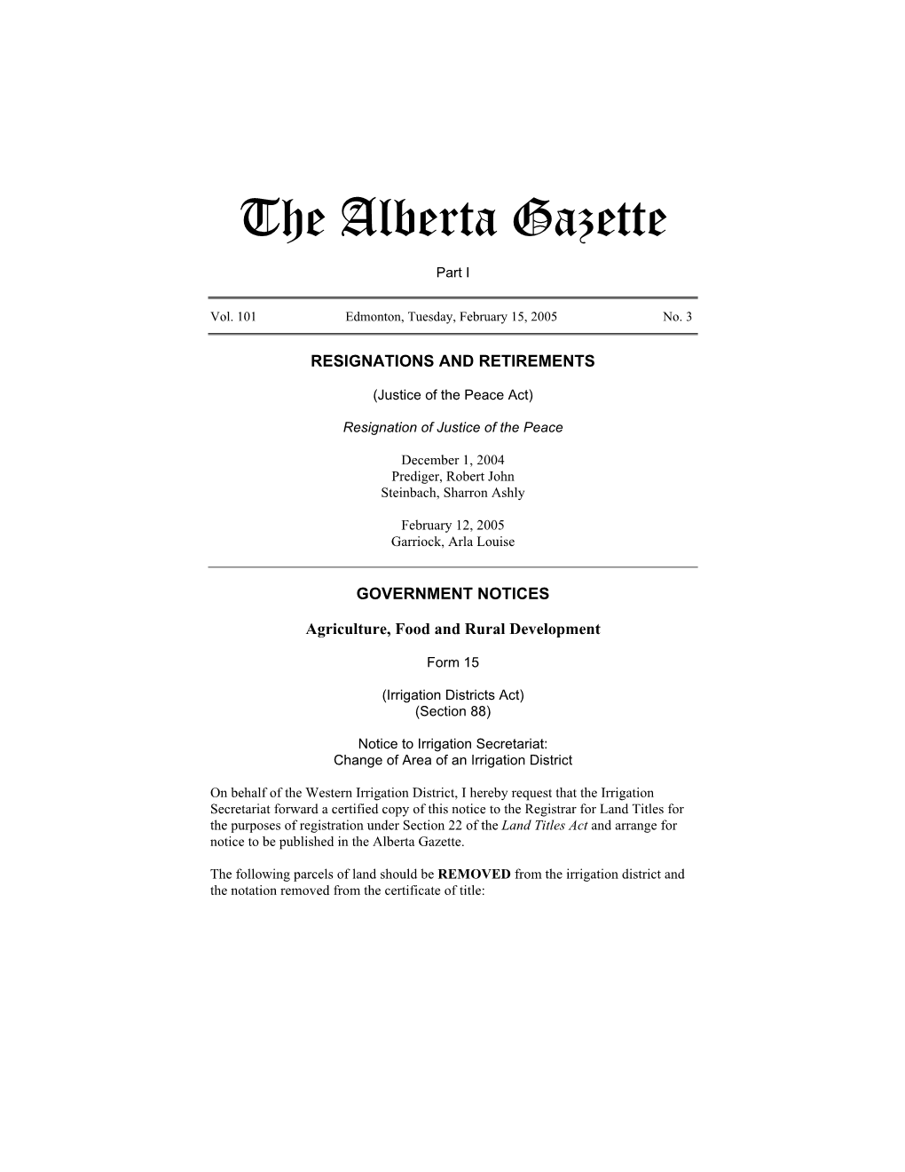 The Alberta Gazette