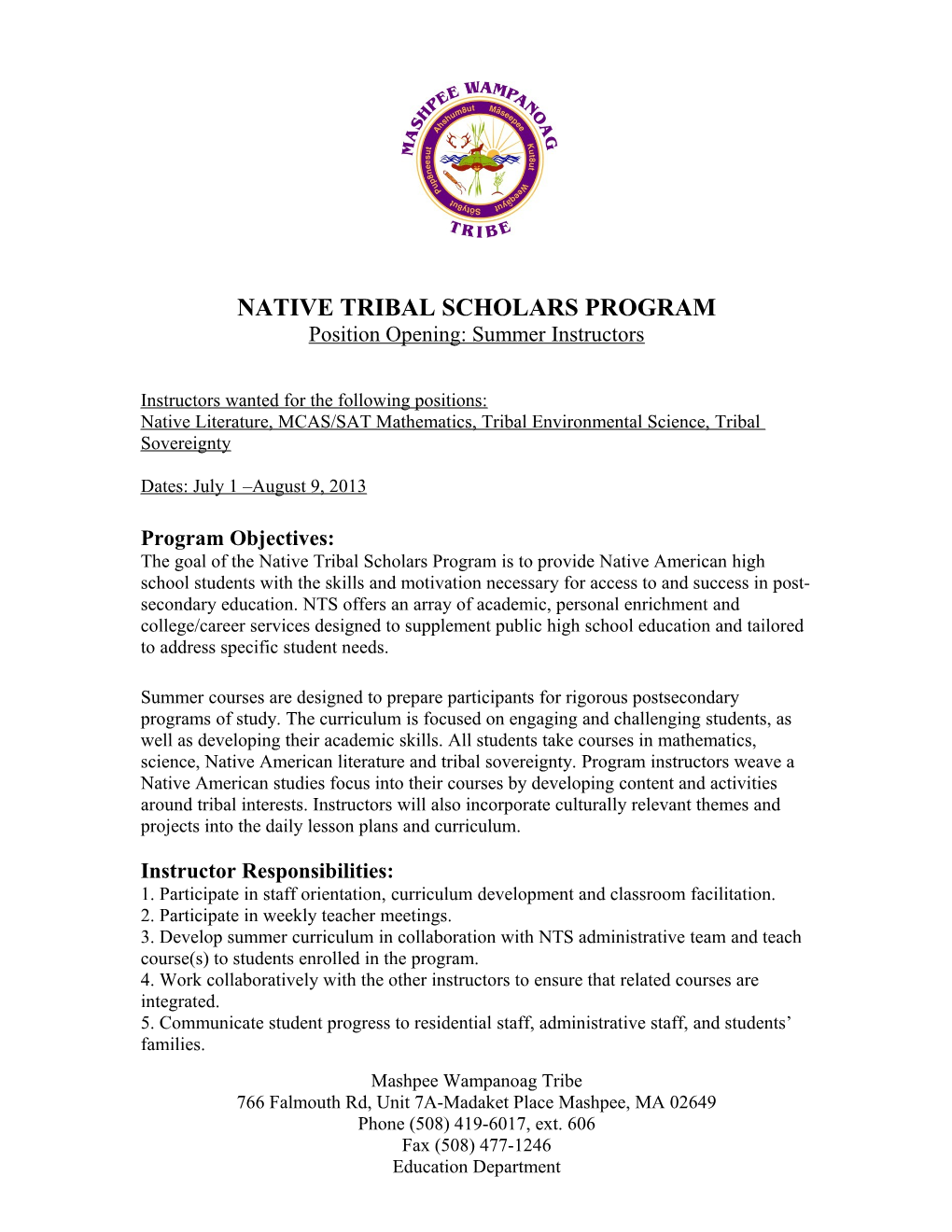 Mashpee Wampanoag Indian Tribal Council, Inc