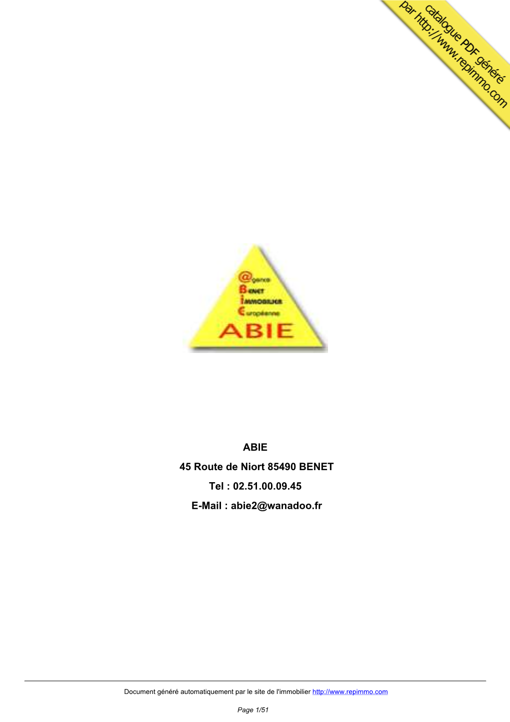 Catalogue Immobilier ABIE BENET