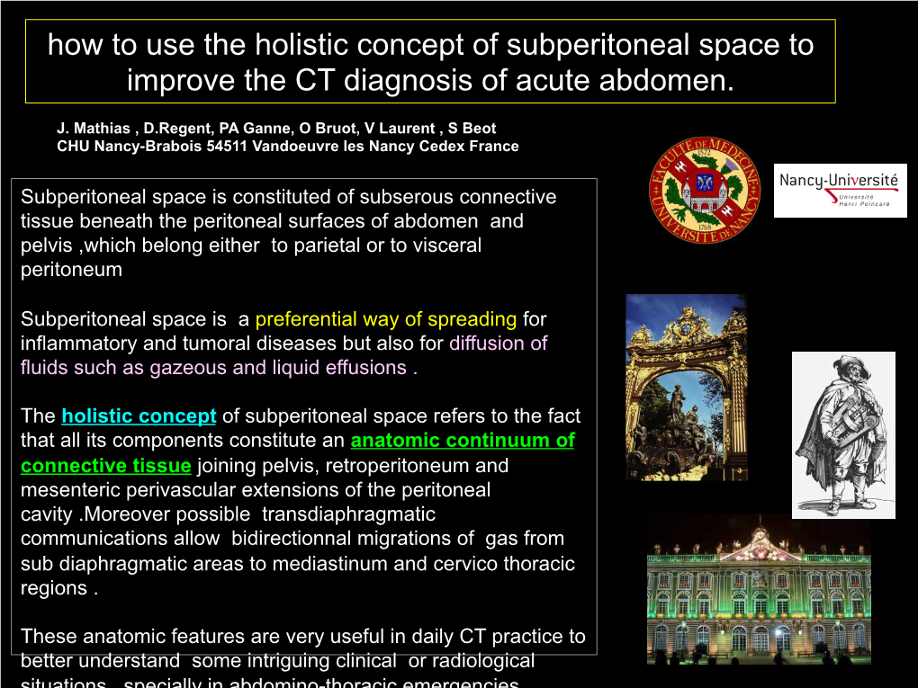 How to Use the Holistic Concept of Subperitoneal Space to Improve the CT Diagnosis of Acute Abdomen