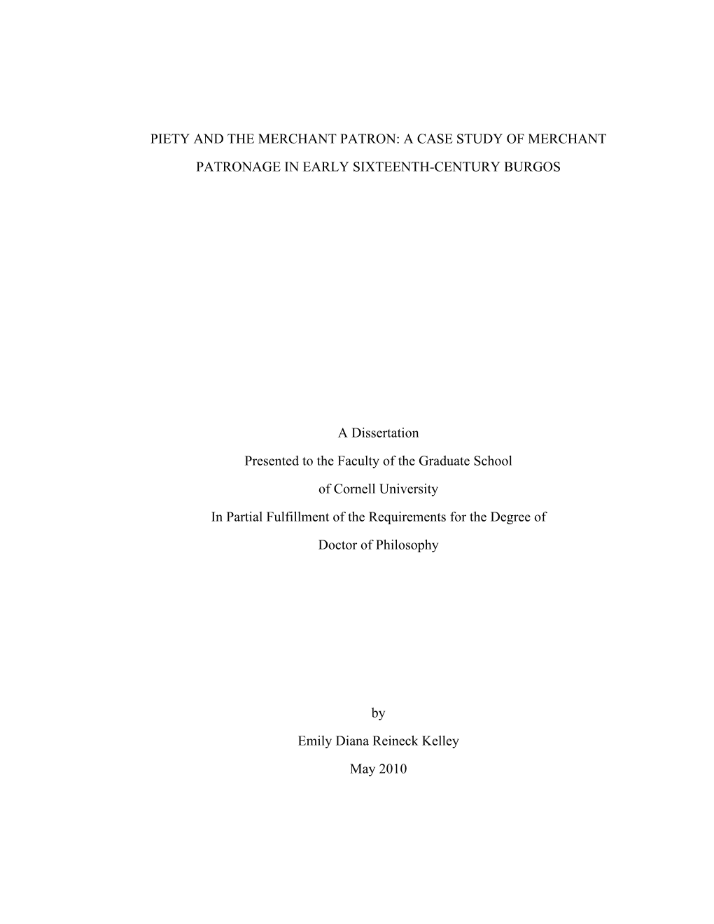 A Case Study of Merchant Patronage in Early Sixteenth-Century Burgos