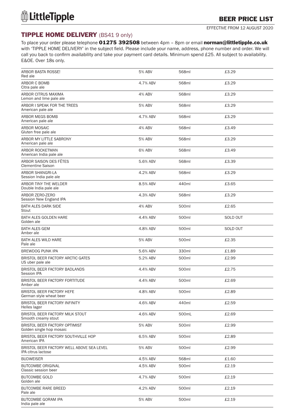 Beer Price List Tipple Home Delivery