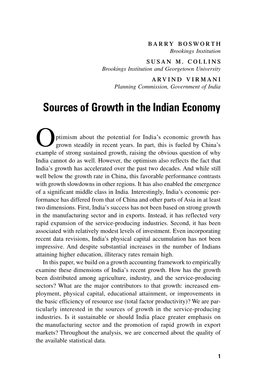 Sources of Growth in the Indian Economy