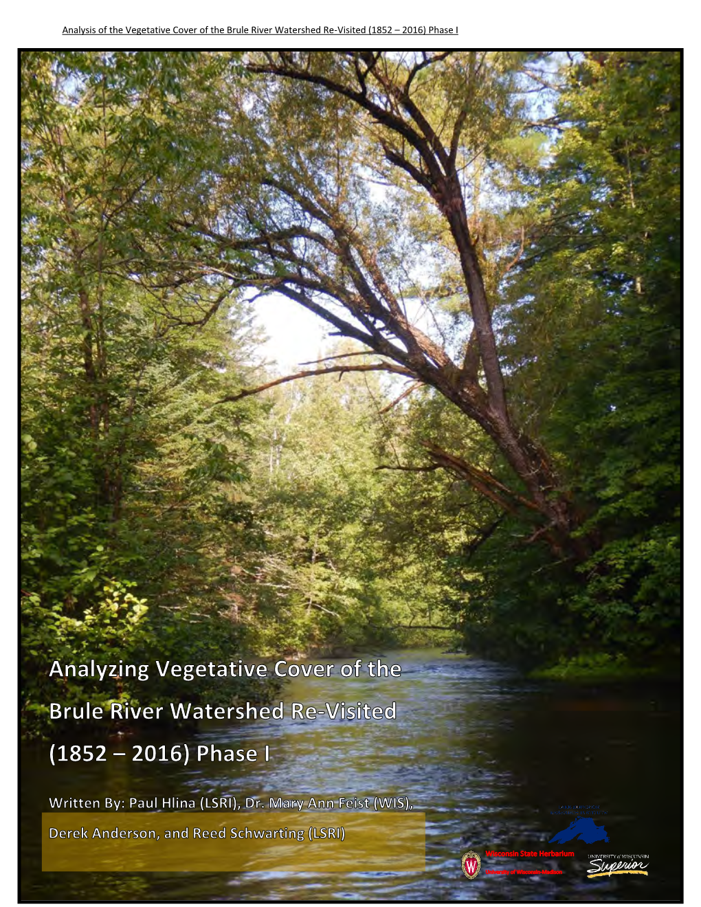 Analysis of the Vegetative Cover of the Brule River Watershed Re-Visited (1852 – 2016) Phase I