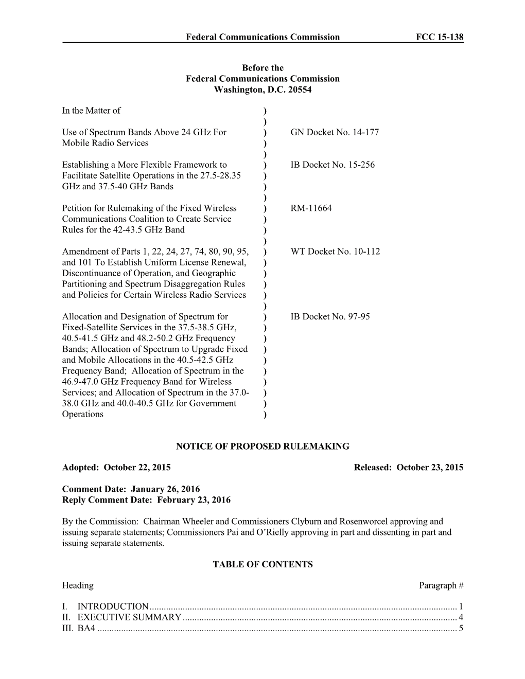 Federal Communications Commission FCC 15-138 Before the Federal