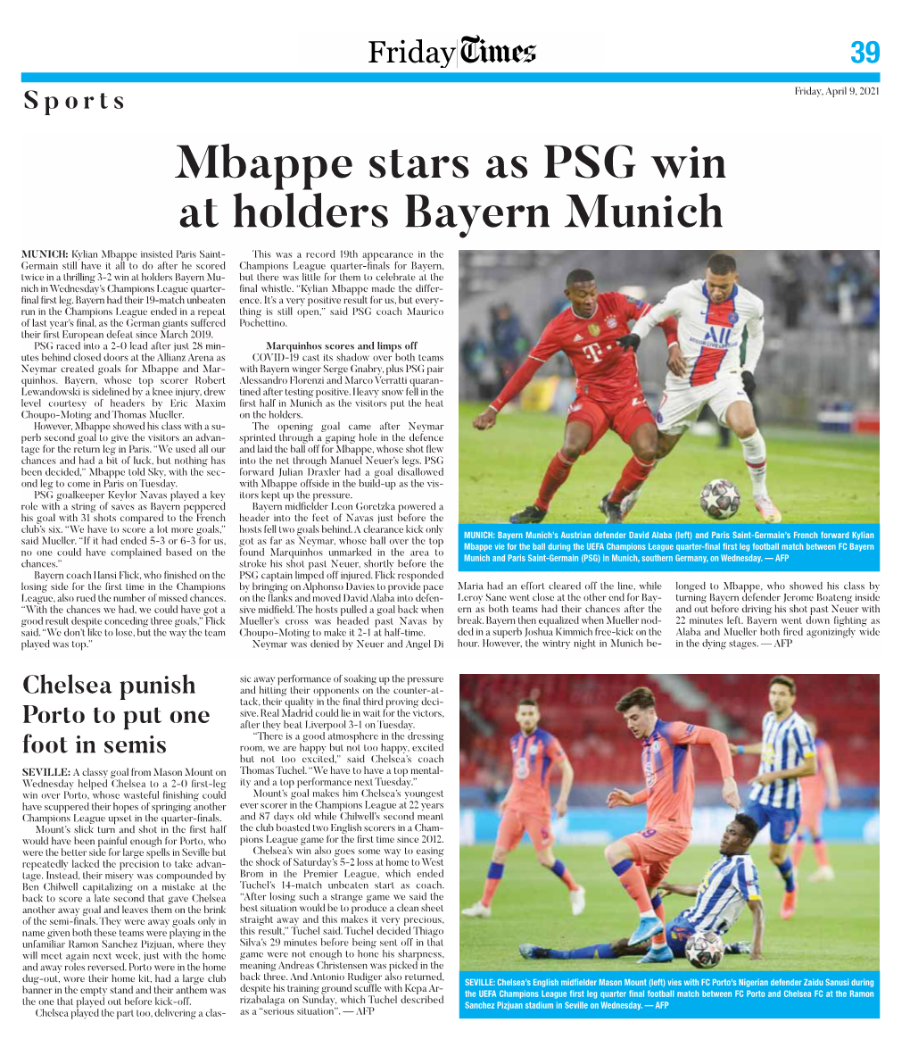 Mbappe Stars As PSG Win at Holders Bayern Munich