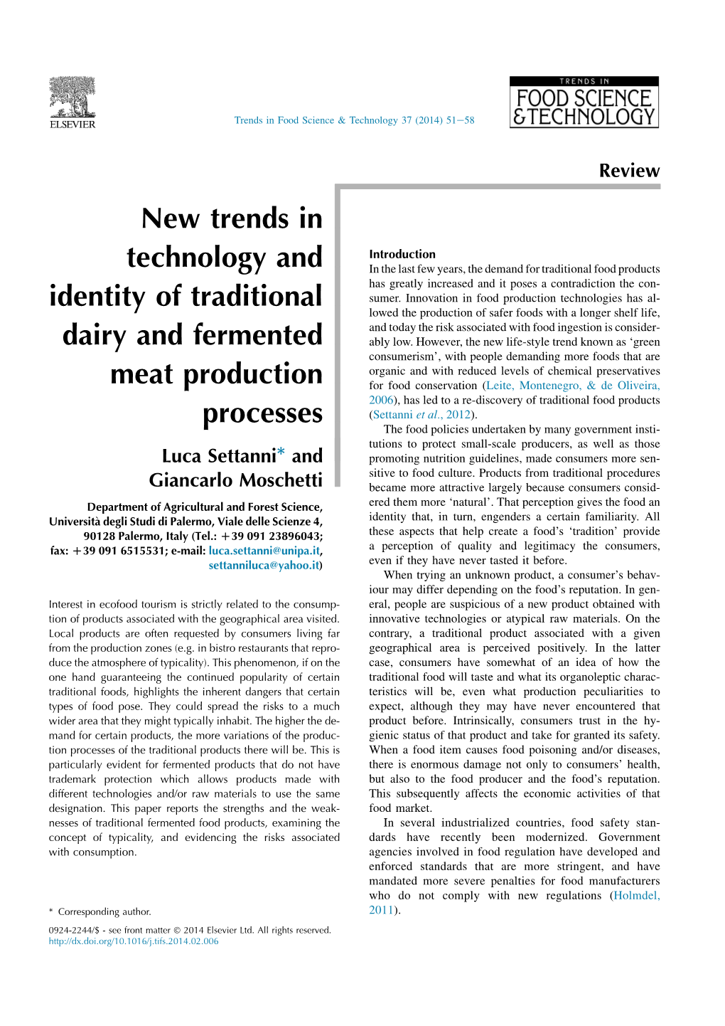 New Trends in Technology and Identity of Traditional Dairy and Fermented
