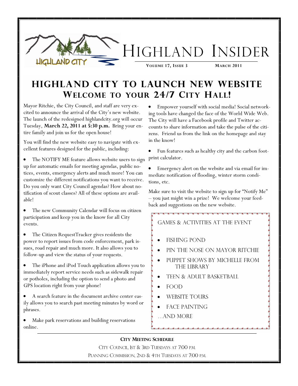 Highland Insider Volume 17, Issue 3 March 2011