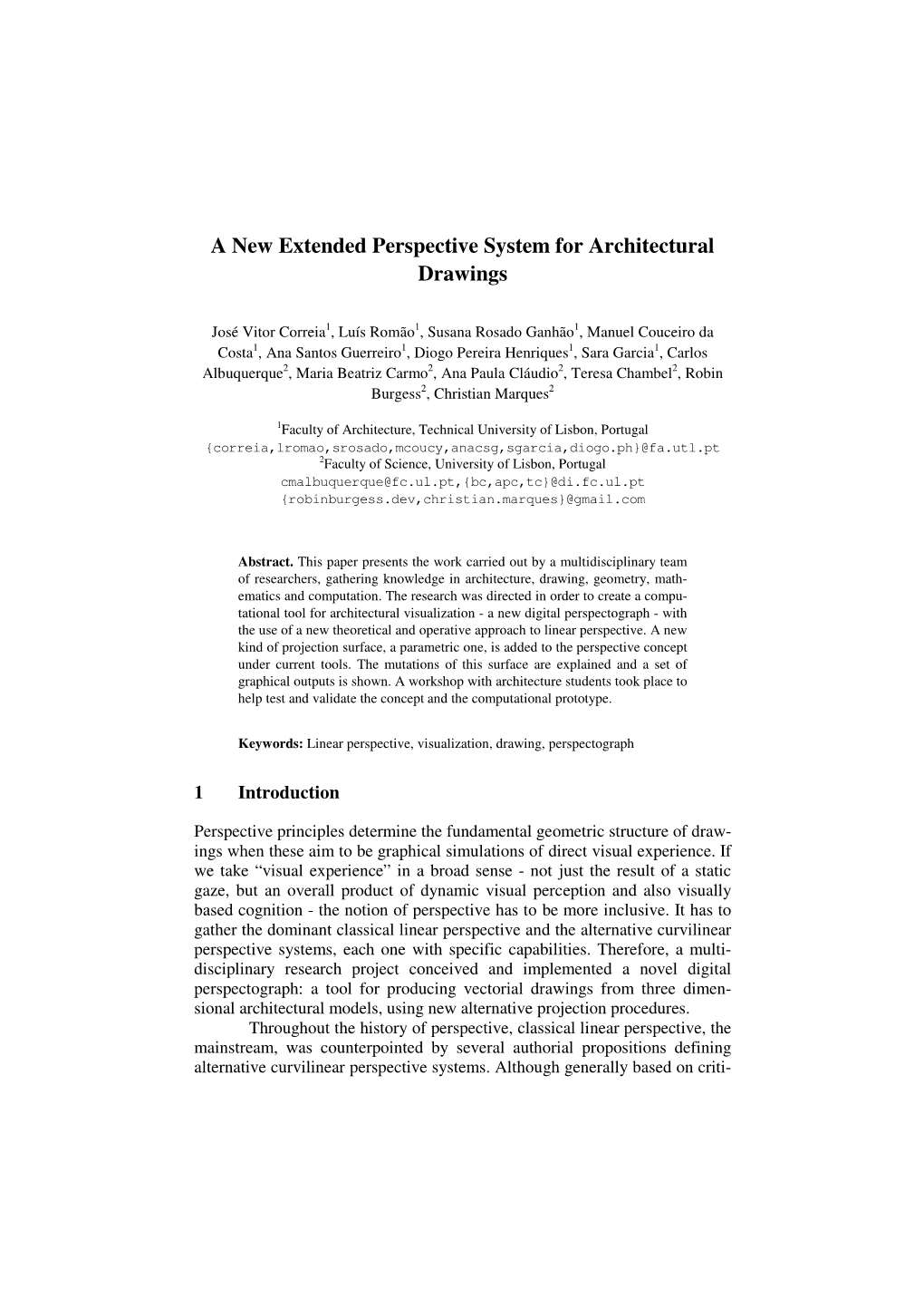 A New Extended Perspective System for Architectural Drawings