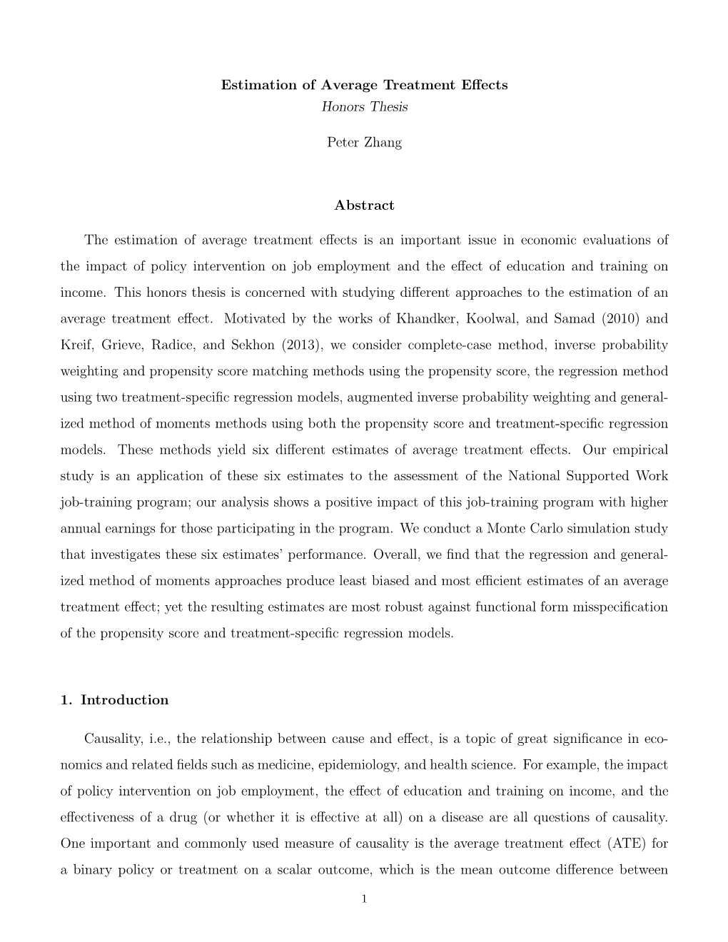 Estimation of Average Treatment Effects