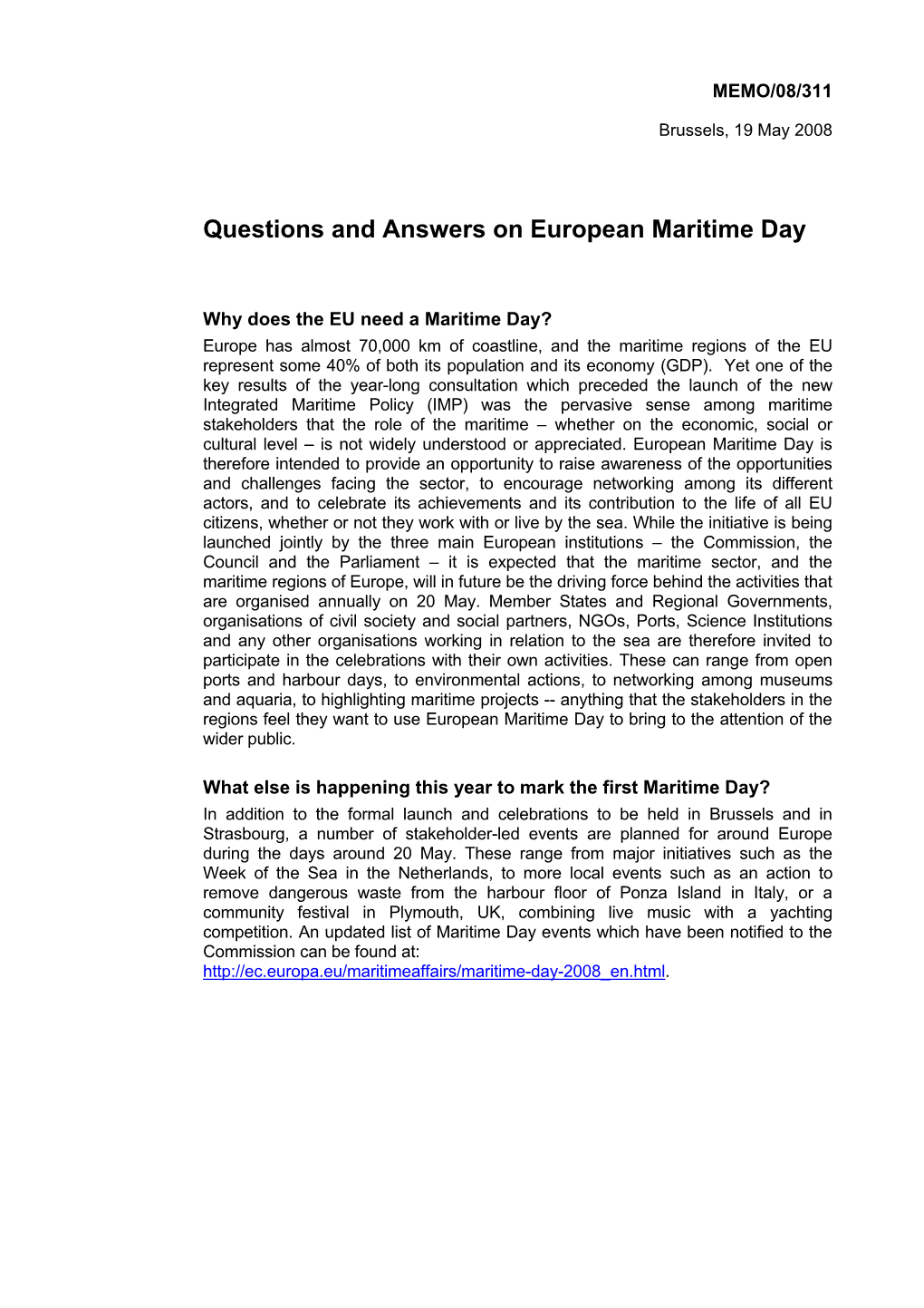 Questions and Answers on European Maritime Day