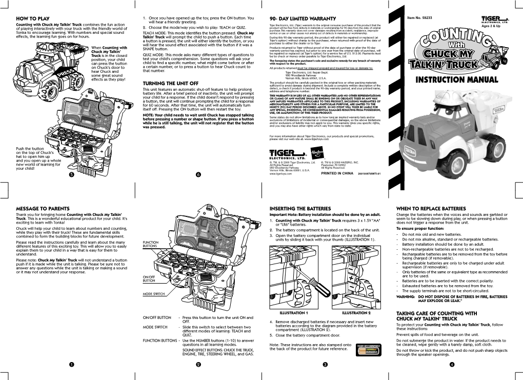 Counting with Chuck My Talkin' Truck Instructions