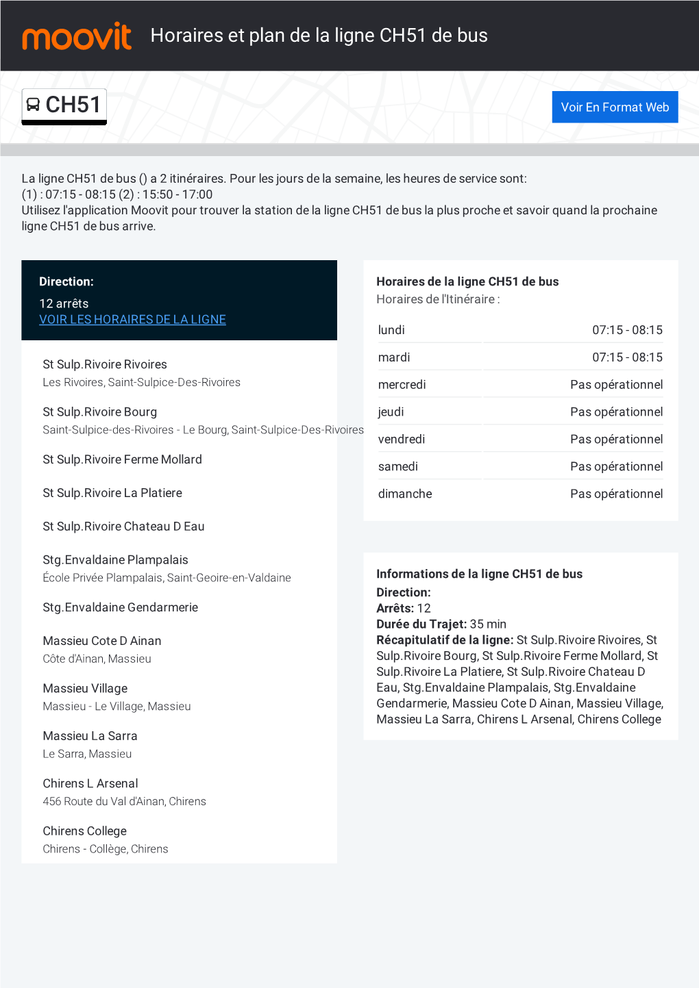 Horaires Et Trajet De La Ligne CH51 De Bus Sur Une Carte