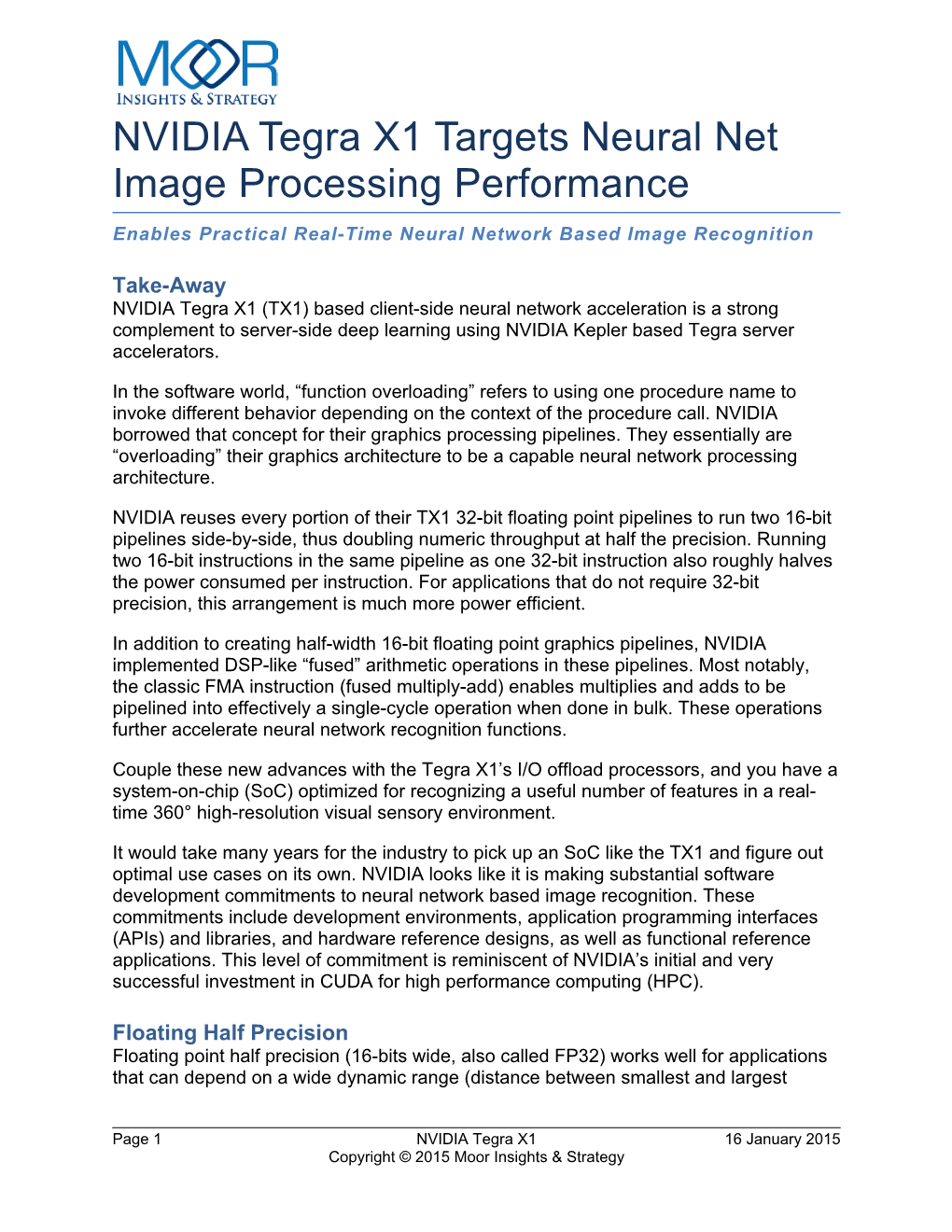 NVIDIA Tegra X1 Targets Neural Net Image Processing Performance