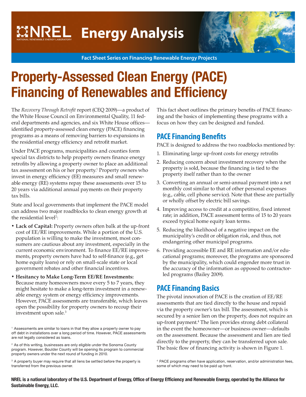 Property-Assessed Clean Energy (PACE) Financing of Renewables and Efficiency