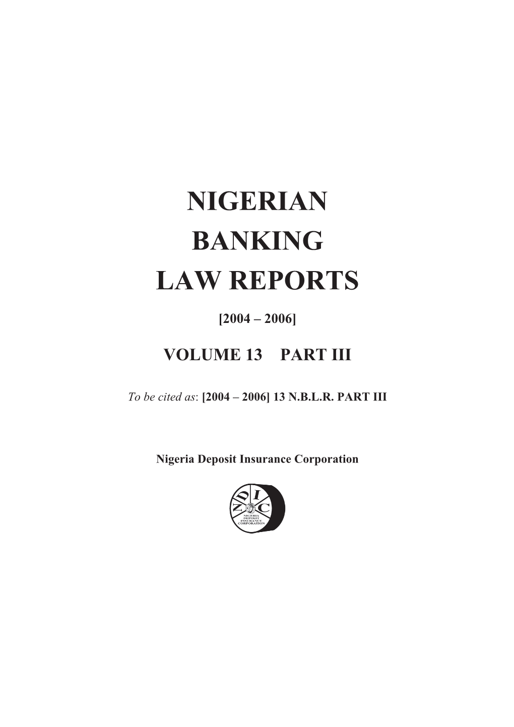 Nigerian Banking Law Reports