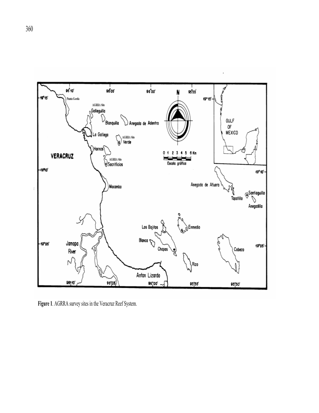 Figure 1. AGRRA Survey Sites in the Veracruz Reef System