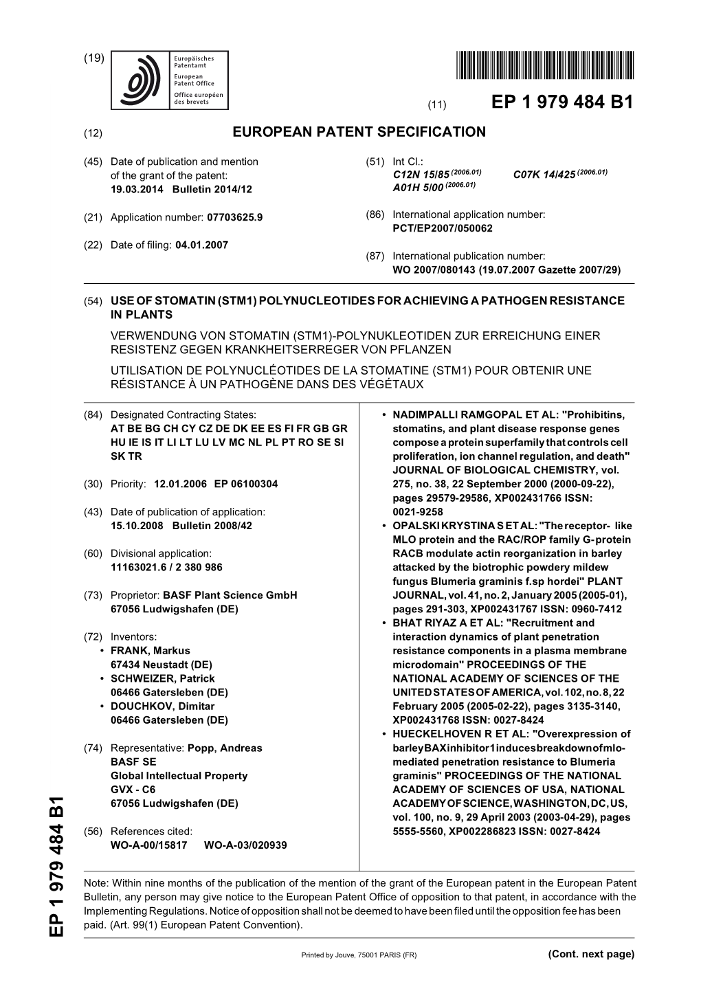 Use of Stomatin (Stm1) Polynucleotides For