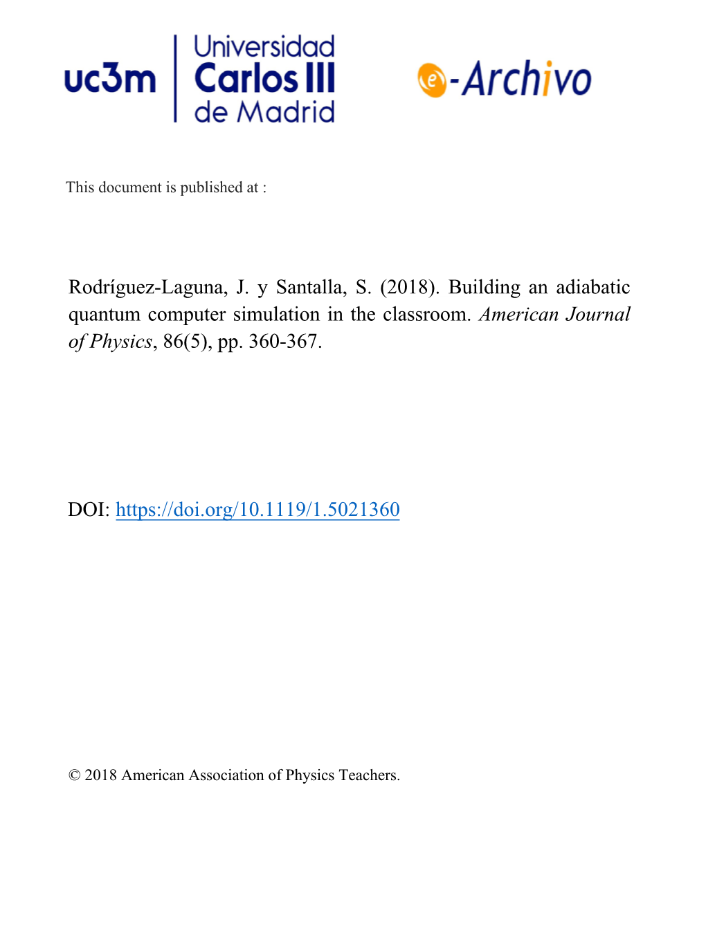 Building an Adiabatic Quantum Computer Simulation in the Classroom