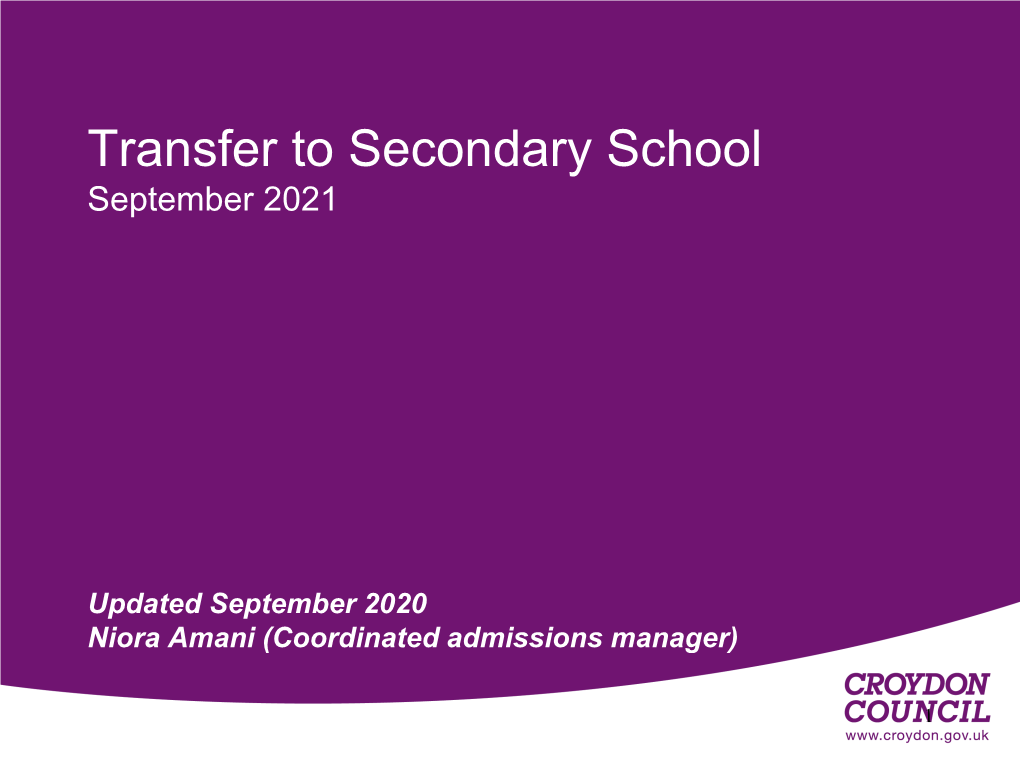 Secondary Transfer Presentation September 2021