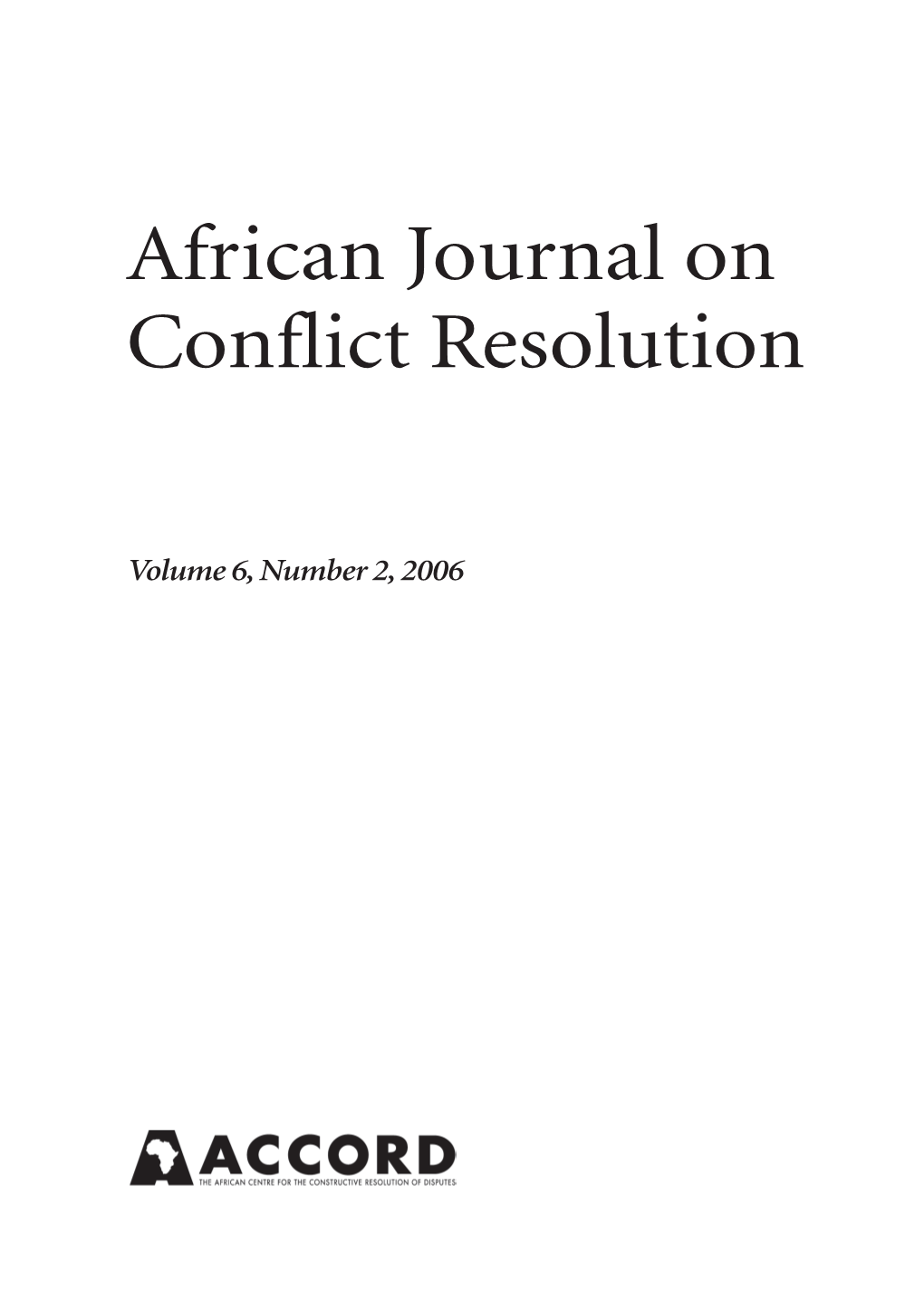 African Journal on Conflict Resolution