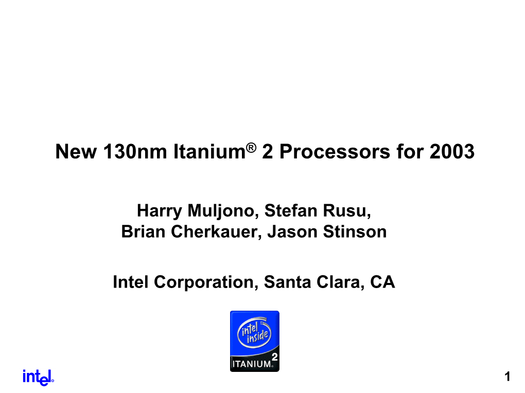 Itanium® 2 Processors for 2003