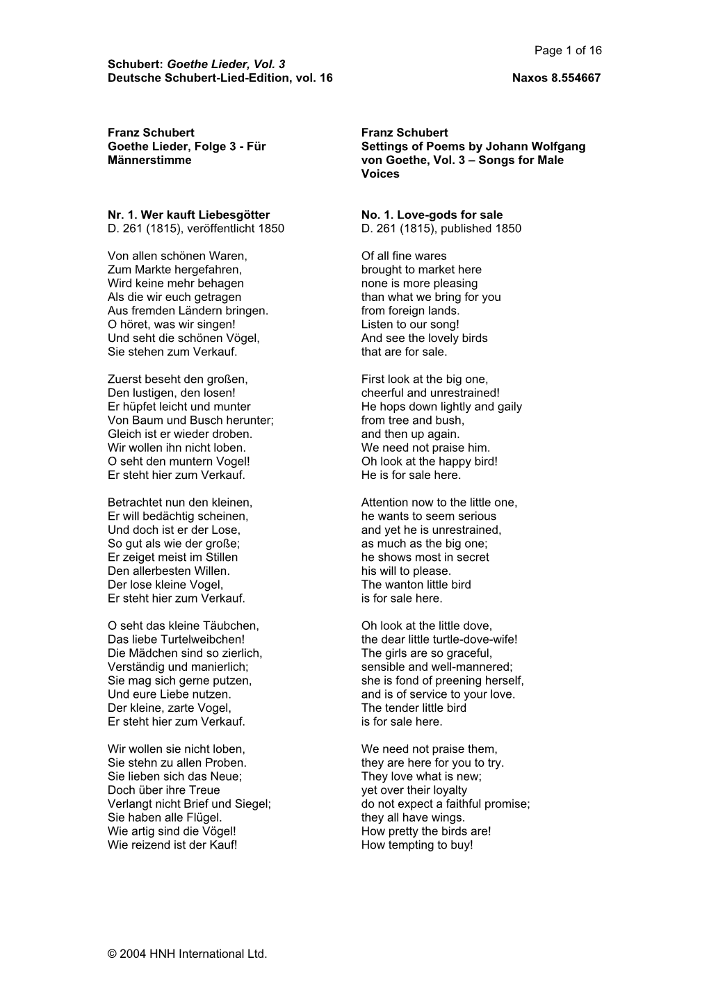 Franz Schubert Franz Schubert Goethe Lieder, Folge 3 - Für Settings of Poems by Johann Wolfgang Männerstimme Von Goethe, Vol