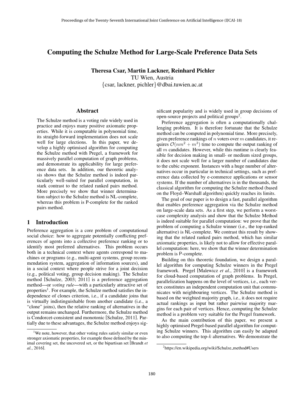 Computing the Schulze Method for Large-Scale Preference Data Sets