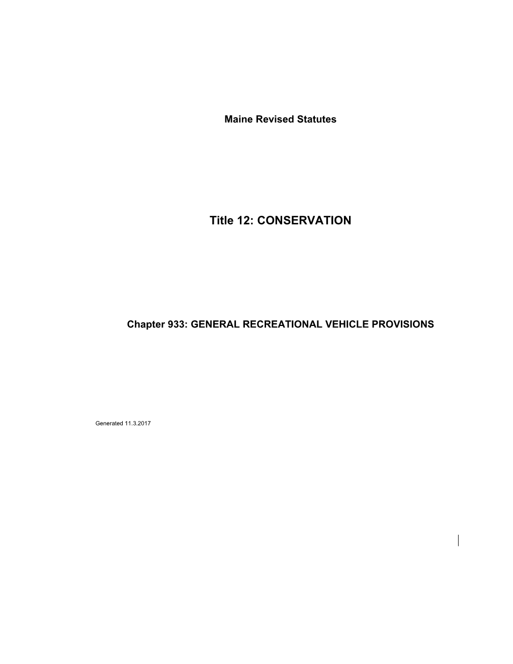 Chapter933: GENERAL RECREATIONAL VEHICLE PROVISIONS