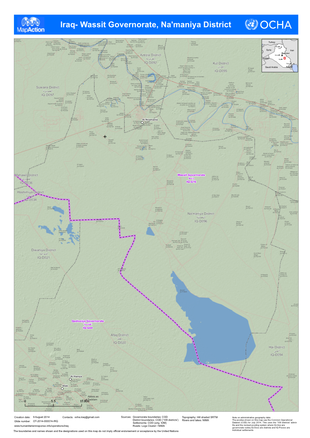 Iraq- Wassit Governorate, Na'maniya District