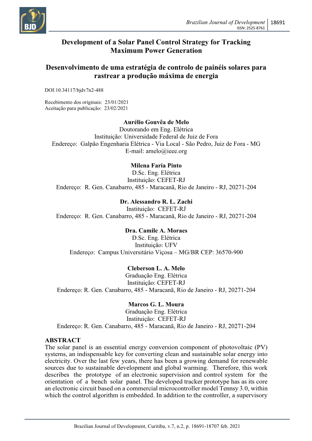 Development of a Solar Panel Control Strategy for Tracking Maximum Power Generation