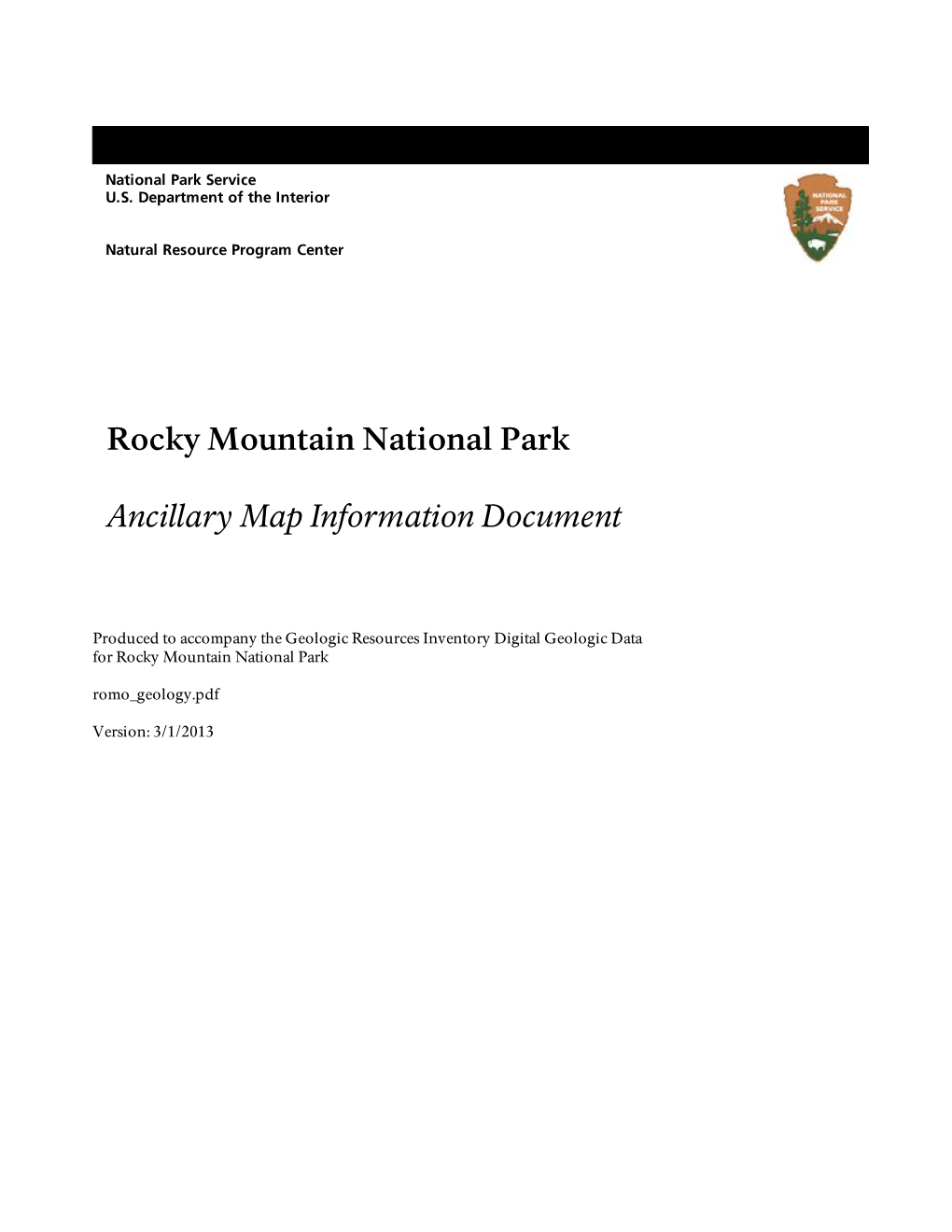 Geologic Resources Inventory Map Document for Rocky Mountain National Park