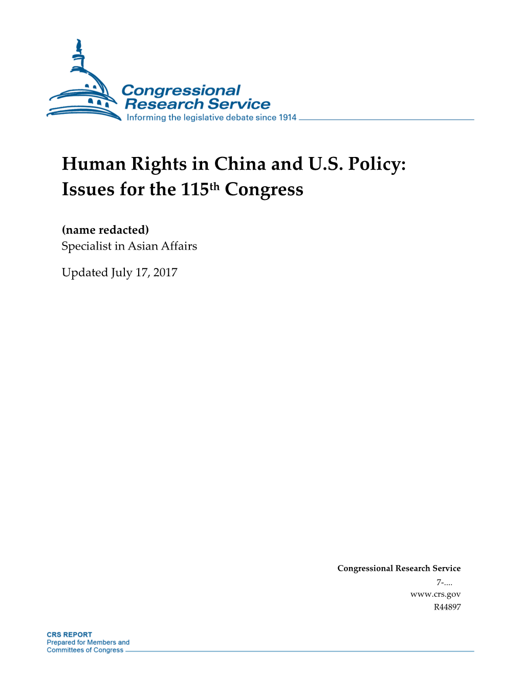 Human Rights in China and US Policy