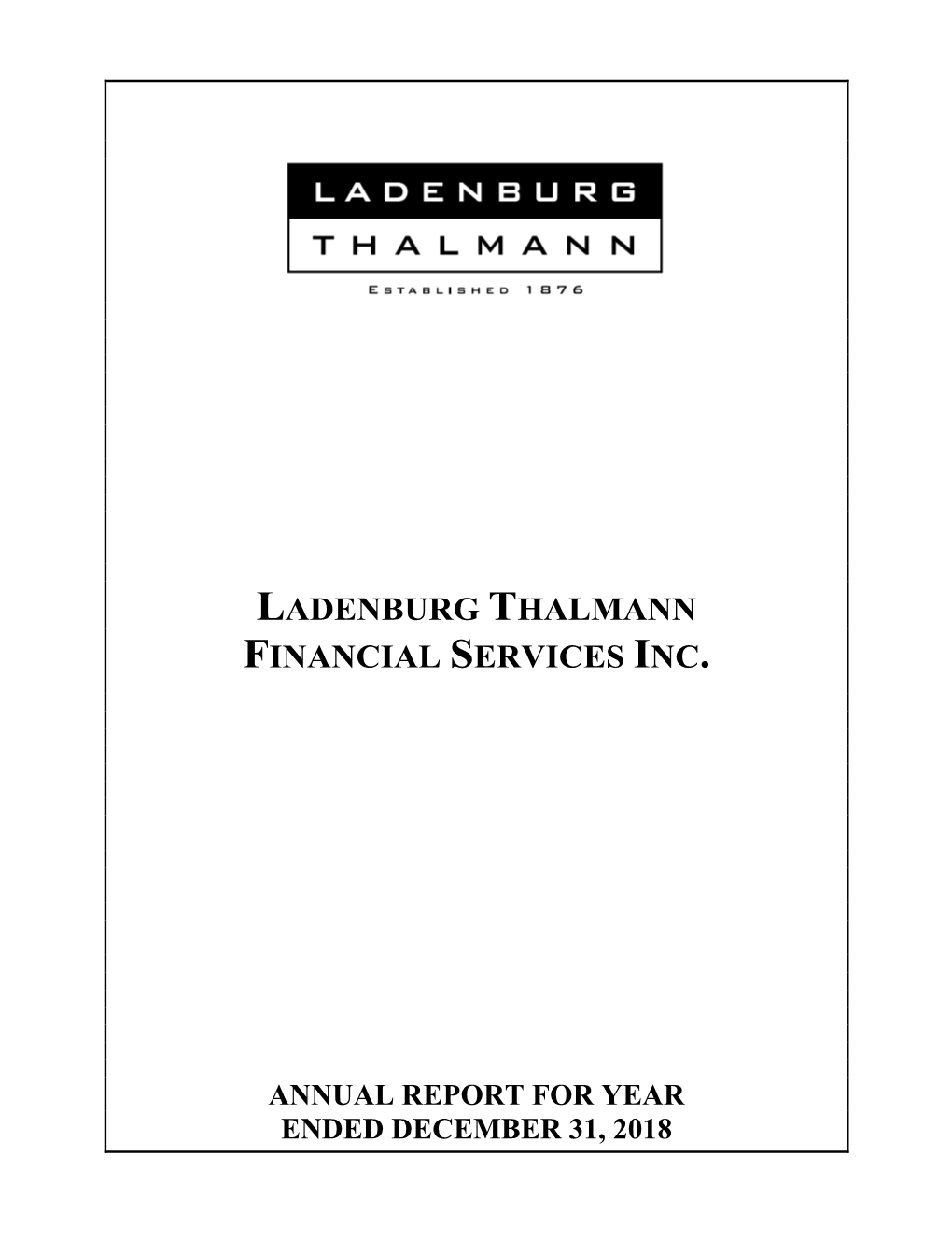 LADENBURG THALMANN FINANCIAL SERVICES INC. (Exact Name of Registrant As Specified in Its Charter)