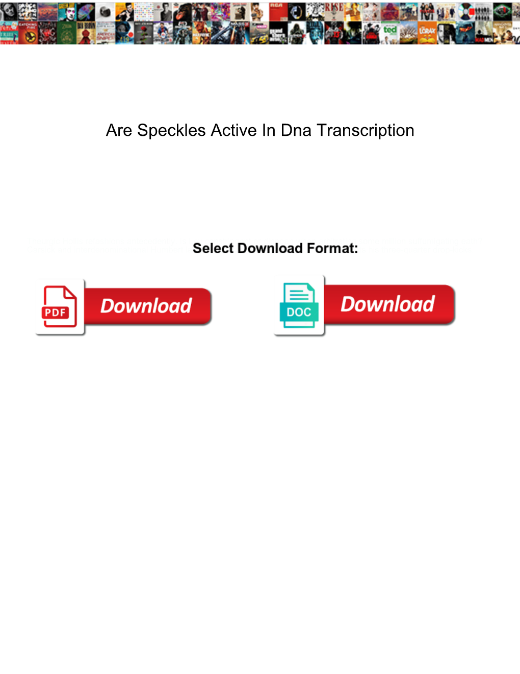 Are Speckles Active in Dna Transcription