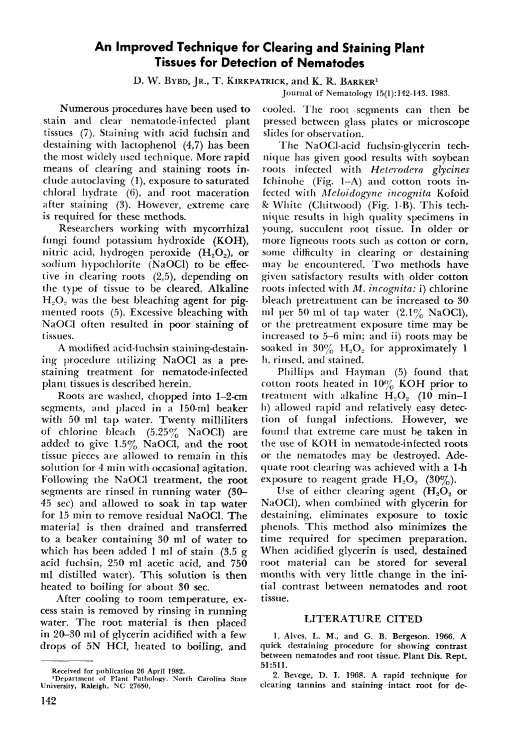 An Improved Technique for Clearing and Staining Plant Tissues for Detection of Nematodes D