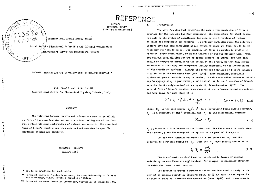 Spinors, Tensors and the Covariant Form of Dirac's Equation