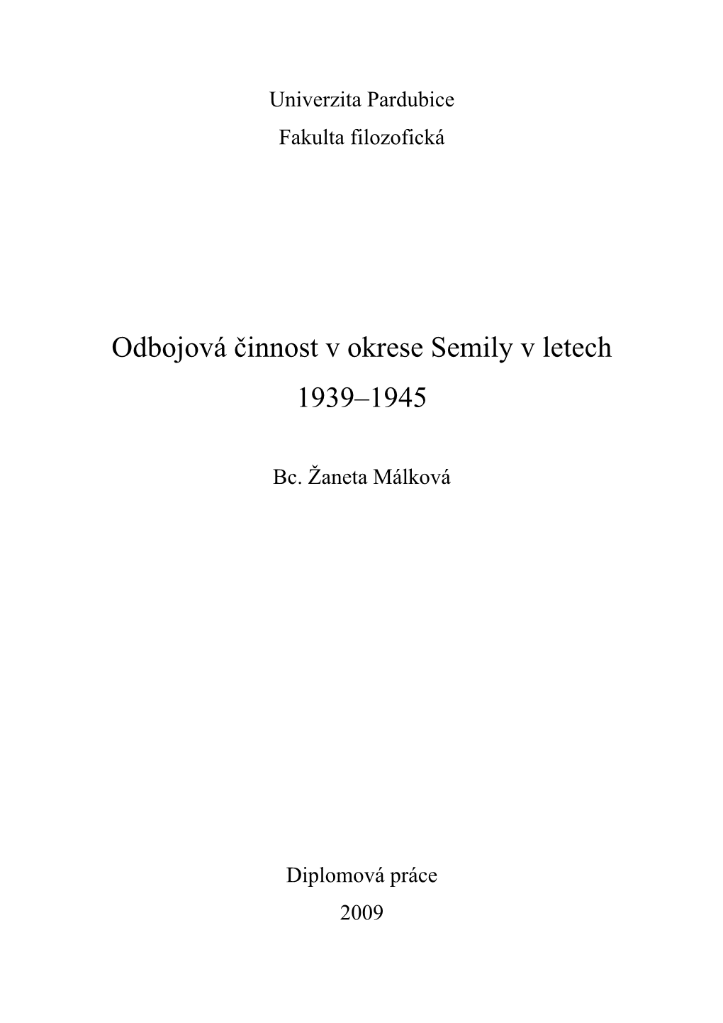 Odbojová Činnost V Okrese Semily V Letech 1939–1945