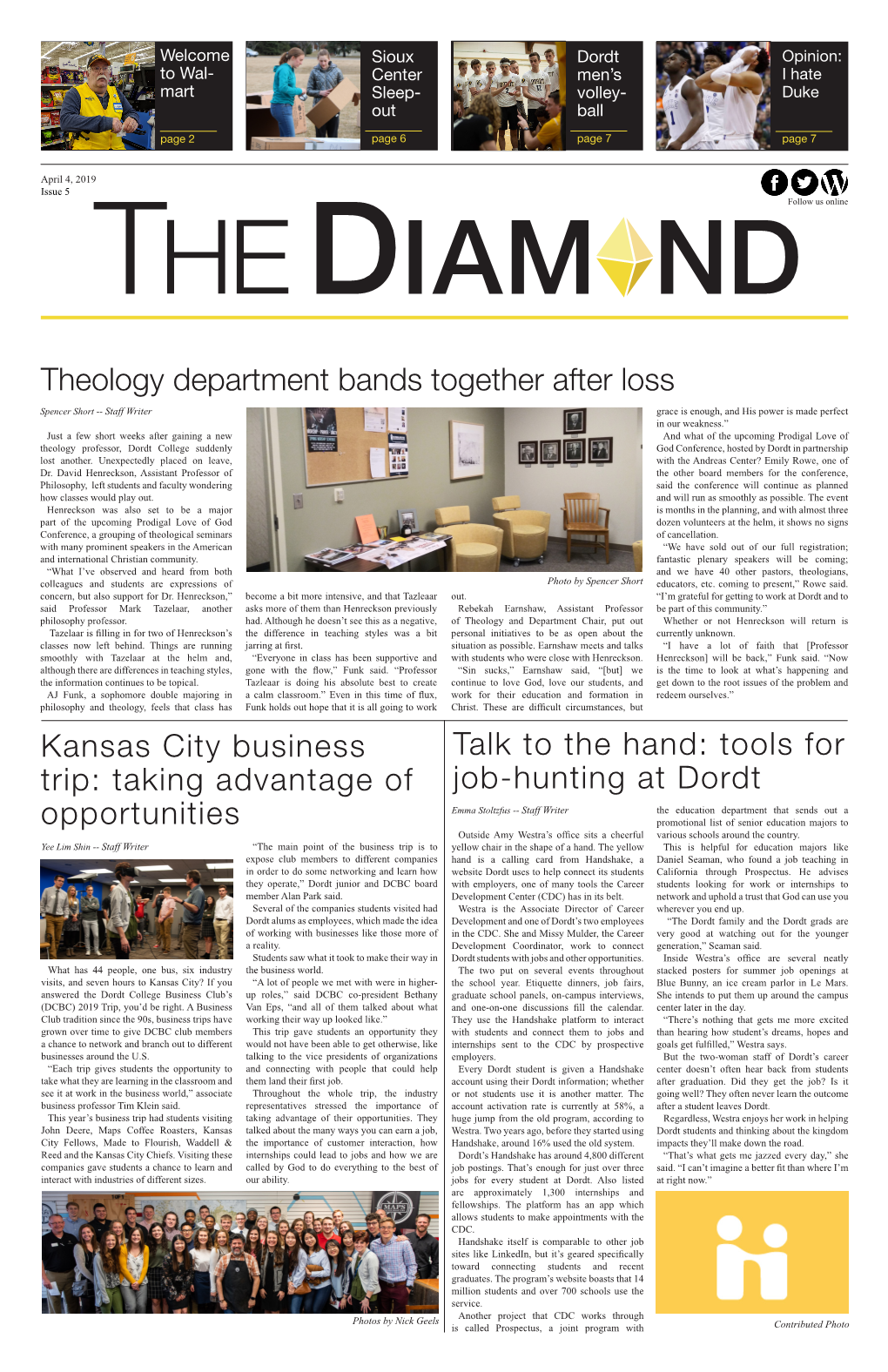 Tools for Job-Hunting at Dordt Theology Department Bands Together After